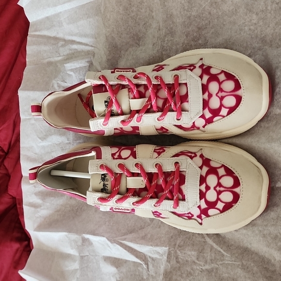 Coach Pink and Cream Women's Sneakers - Picture 1 of 3